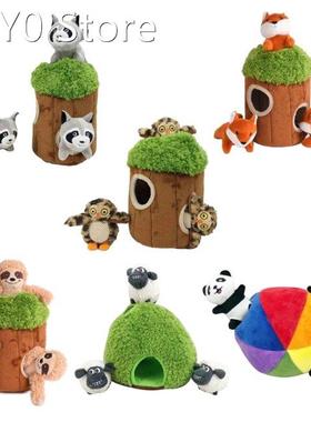4 Pieces/Set Fun Burrow Dog Toy Creaking Soft Plush Animal T