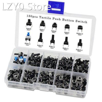 180 Pcs 10 Values Tactile Push Button Switch Momentary