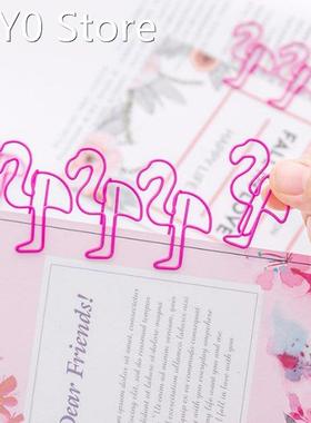 12pcs/lot Pink Flamingo Bookmark Planner Paper Clip Metal Ma