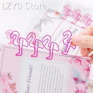 12pcs/lot Pink Flamingo Bookmark Planner Paper Clip Metal Ma