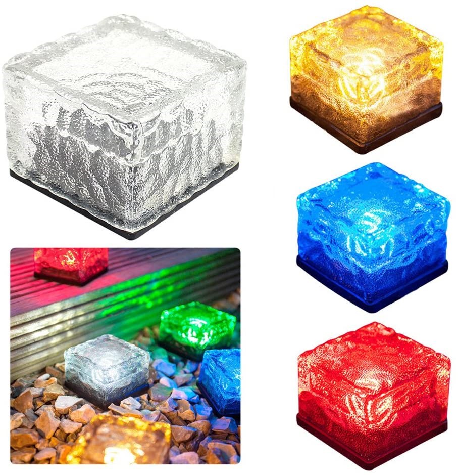 LEADLY Solar Glass Brick Light Ice Cube Lights LED Landscape