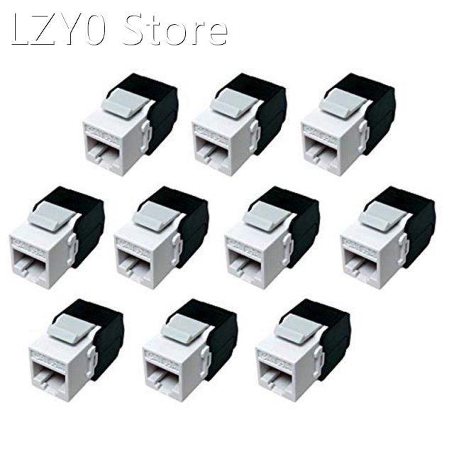 10-Pack Cat6A RJ45 Keystone Jack - Cat6 Compatible -180 Degr