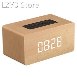 Wooden Bluetooth Speaker Alarm Clock Hifi Surround Sound Mul