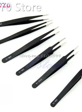 6Pcs/set Safe New Resists Corrosion Anti-static Tweezers Mai