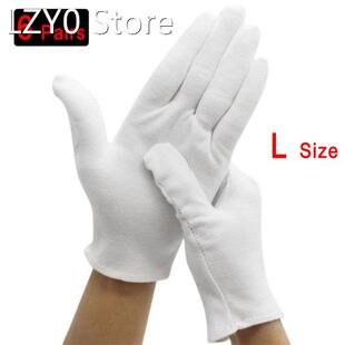 6 Pairs White Gloves Inspection Cotton Work Gloves Jewelry L