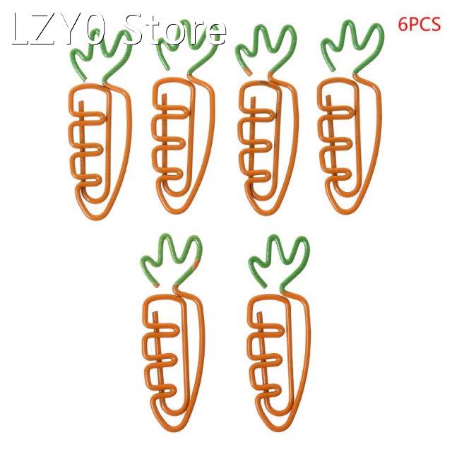 6pcs creative kawaii carrot shaped metal paper clip pin book