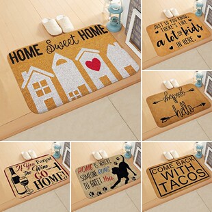 Vintage Door Mat Letter Words Pattern Non slip Water Absorp