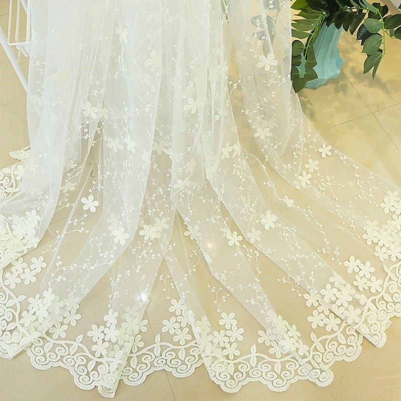 Embroidery Flowers Lace Curtains For Living Room Bedroom Sh