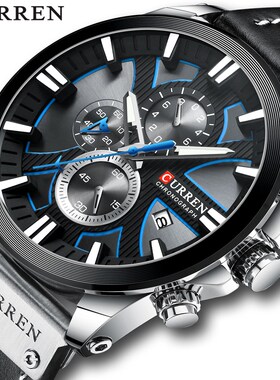 CURREN Watch Chronograph Sport Mens Watches Quartz Clock Le
