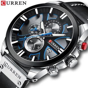 CURREN Watch Chronograph Sport Mens Watches Quartz Clock Le