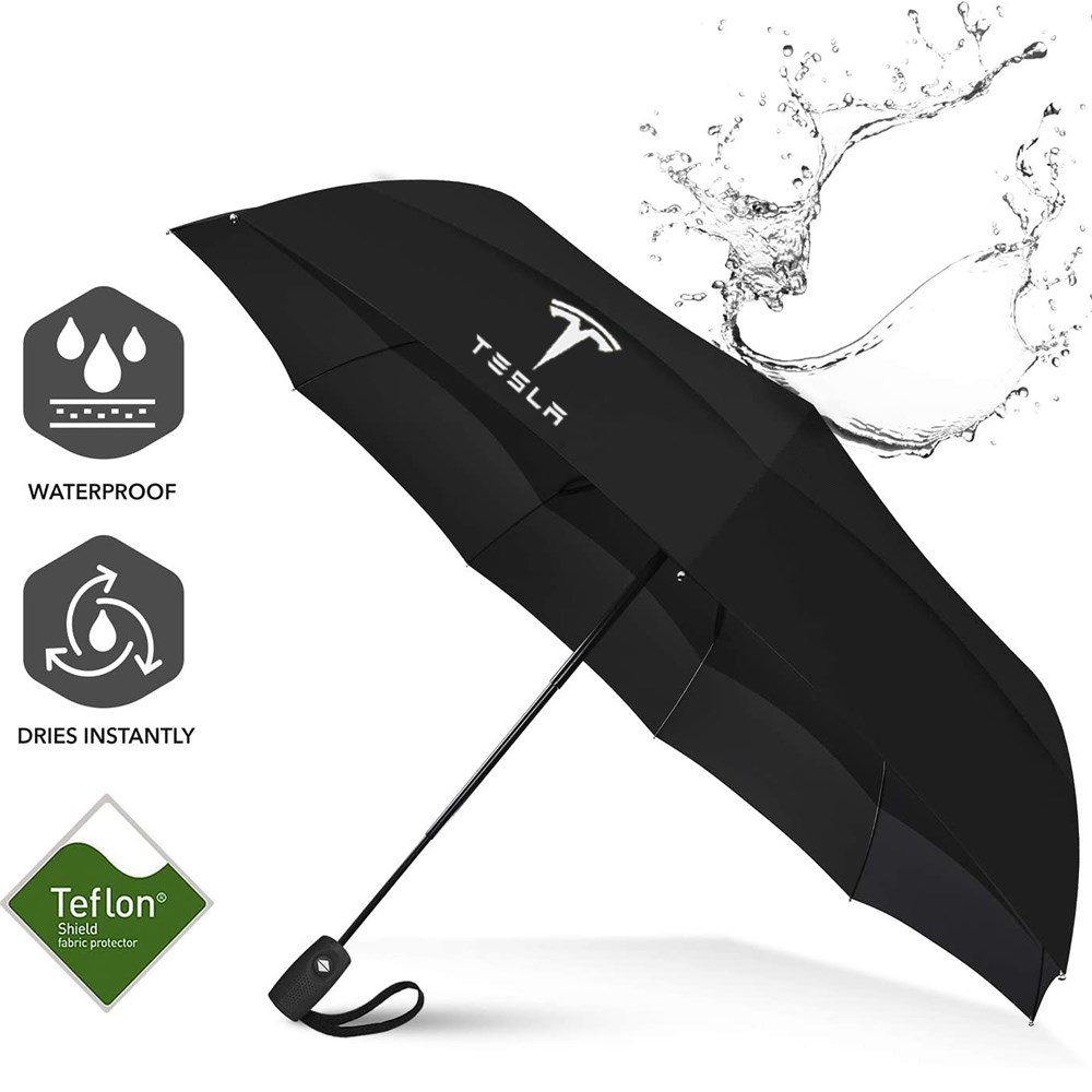 Car Tesla logo Windproof Automatic Umbrella Teflon Coating U