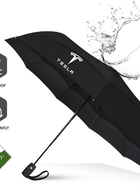 Car Tesla logo Windproof Automatic Umbrella Teflon Coating U