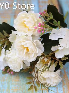 Artificial Flowers Small Peony Bouquet 5 Forks Wedding Decor