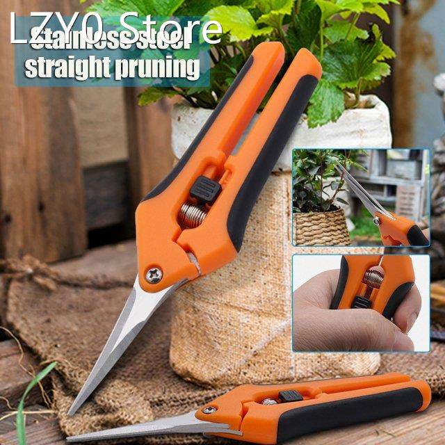 pruning scissors with spring-loaded comfort grip handles and