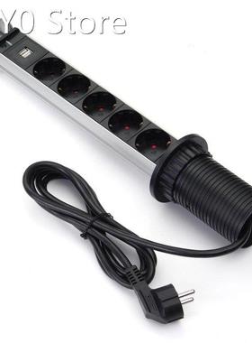 EU Plug PULL UP 3/4/5/6 Power Socket 2 USB 16A Charging Port