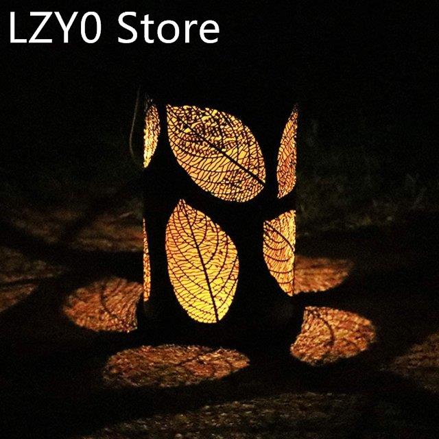 Outdoor Waterproof Leaf Solar Lights Hanging Decorative Meta