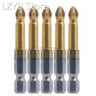 5Pcs Titanium Coated Hex Shank Anti Slip Electric Screwdrive