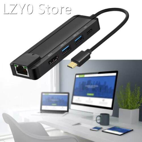 Powered USB C Hub USB3.0 High-speed Transmission 5-port Hub