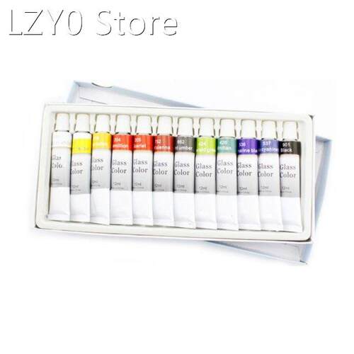 12ml 12 Color Glass Paint Acrylic Hand Painted Pigments Draw