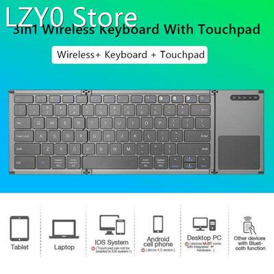 Wireless Foldable Bluetooth-Compatible Keyboard Portable wit