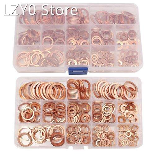 280pcs M5-M20 Copper Washers Copper Sealing Gasket Assorted