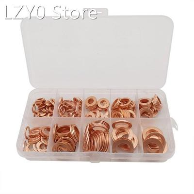 200Pcs/Box 9 Sizes Flat Washer Assortment Kit Copper Sealing