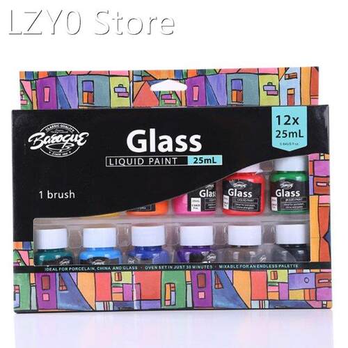 12 x 25ml Heavy Body Colors Rich Pigments Glass Paint Set fo
