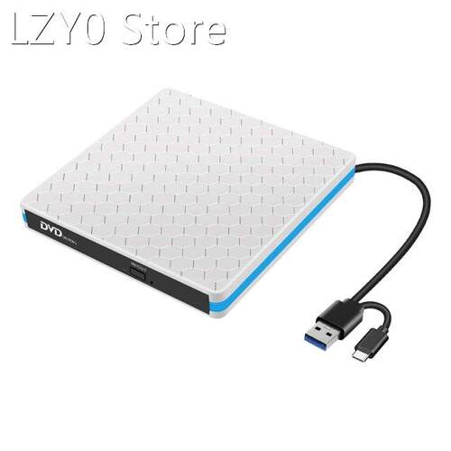 External DVD CD Drive with USB 3.0 and Type-C Interface, Por
