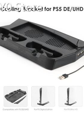 For PS5 Vertical Stand with Cooling Fan Dual Controller Char