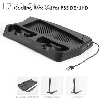 For PS5 Vertical Stand with Cooling Fan Dual Controller Char