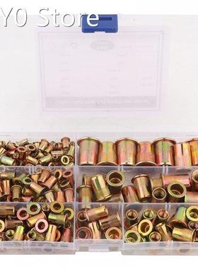 190Pcs Carbon Steel Rivet Nuts M3-M12 Flat Head Rivet Nuts S