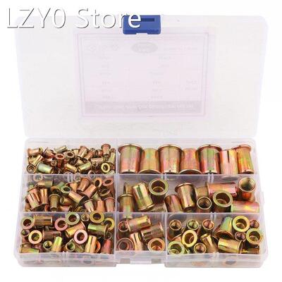 190Pcs Carbon Steel Rivet Nuts M3-M12 Flat Head Rivet Nuts S