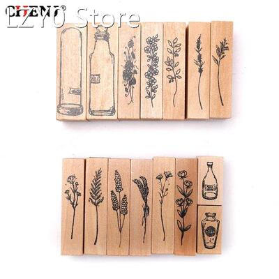 Vintage Forest Plants Leaf Stamp DIY Wooden Rubber Stamps Fo