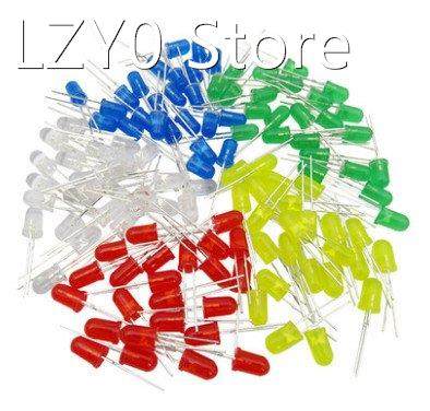 5000pcs/lot 5 Colors F5 5MM Round Yellow White Red Green Blu