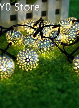 20 LED metal hollow spherical solar holiday lights string Ch