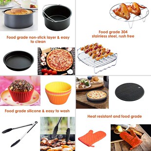 Air Fryer Accessories 8 Inch 5.8 qt XL Air Fryer, 9 Pieces