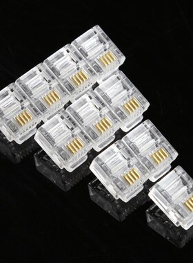 100Pcs Crystal Head RJ11 6P4C Modular Plug Gold Plated Bran