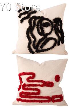 Tufted Irregular Abstract Pattern Throw Pillow Case Boho Mor