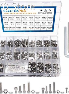 520 Pcs M3 M4 M5 M6 Stainless Steel Hex Socket Cap Head Scre