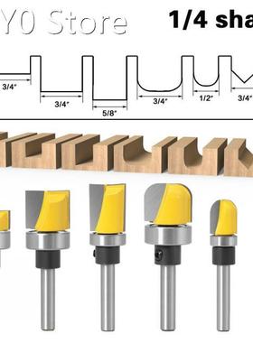 1Pcs/6Pcs 1/4 handle Profiling Slotting Cutter Bearing 90 De