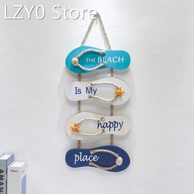 Nautical Beach Flip Flop Wall Ornament Wooden Slippers Hangi