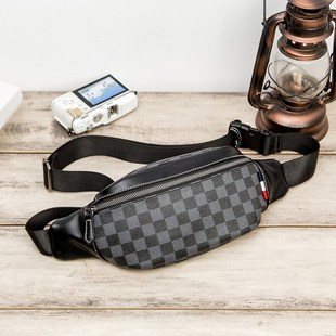 Men's Waist Pack Lattice Pattern Waist Bag Men Chest Bag Wa