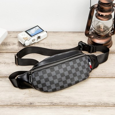 Men's Waist Pack Lattice Pattern Waist Bag Men Chest Bag Wa