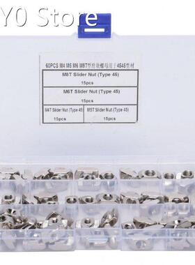 60Pcs T Slot Sliding Nuts M4 M5 M6 M8 Fastener Nuts for 4545