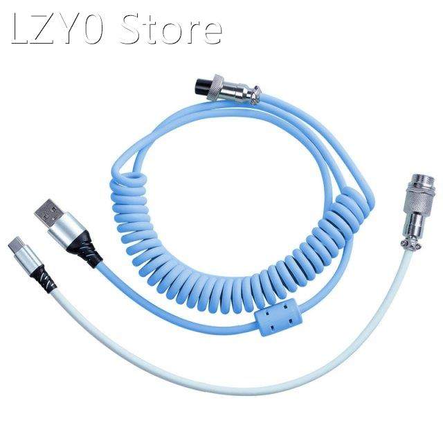 Coiled Type C USB Cable for Mechanical Keyboard Aviator Conn