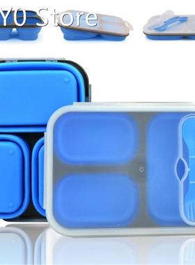 3 Cells Silicone Collapsible Portable Lunch Box Kitchen Bent
