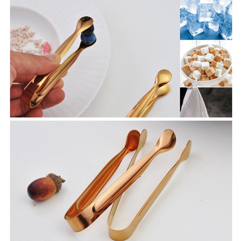 Stainless Steel Rose Gold Ice Tong Portable Barbecue BBQ  Br