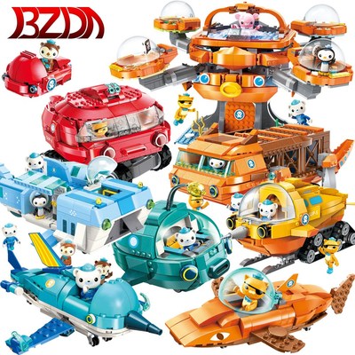 BZDA Submarine Shark Boat Anime Figures Octopus Fort Underw