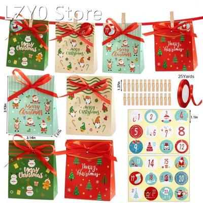 24sets Christmas Advent Calendar Gingerbread House Box Paper