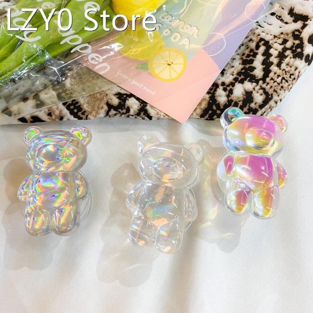 3D Cartoon Cute Aurora Bear Phone Support Holders Epoxy Resi